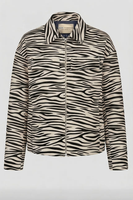Men's Calf Hair Zebra Jacket - Black White | Ron Tomson