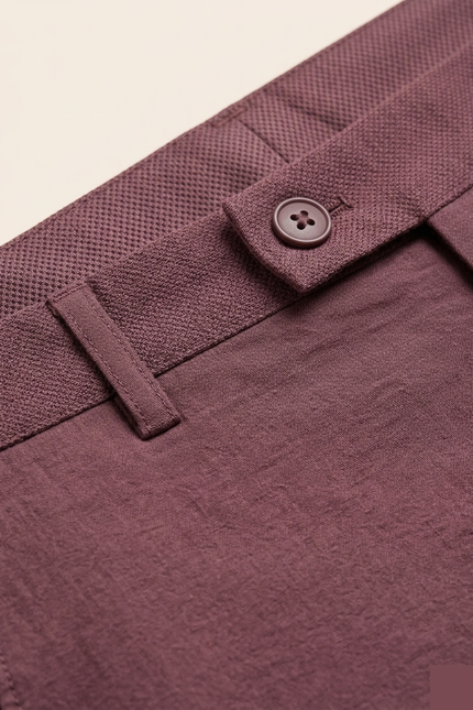 Men's Fitted Modal Shorts - Burgundy - Detail - Ron Tomson