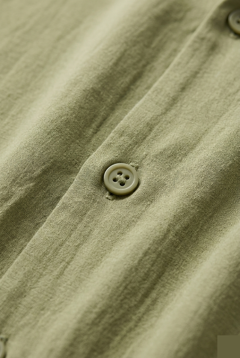 Breezy Relaxed Shirt - Green - Detail - Ron Tomson