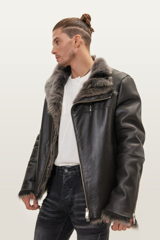 Reversible Toscana Shearling Bomber Jacket - Chocolate