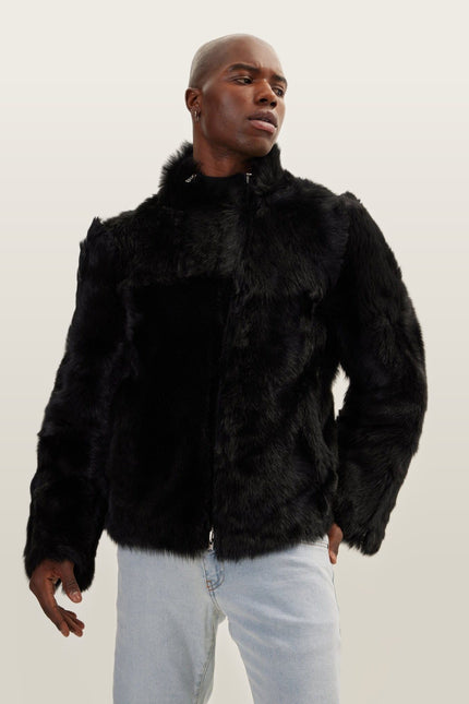Reversible Toscana Shearling Bomber Jacket - Black