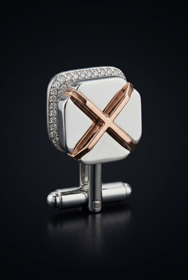 Rt Rectangular Cufflinks Stud Set - detail