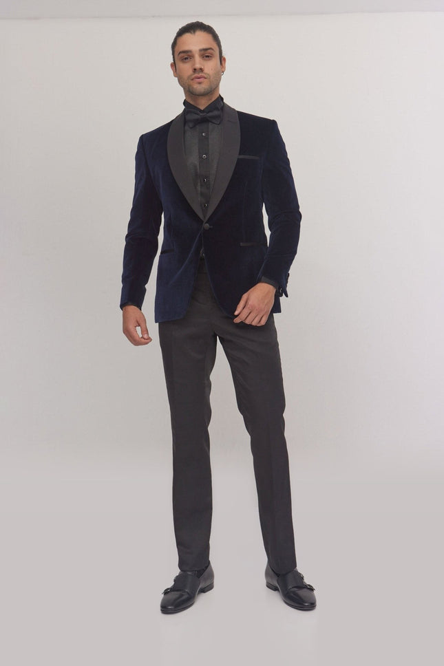 Redaelli Velvet Shawl Tuxedo Jacket - Navy