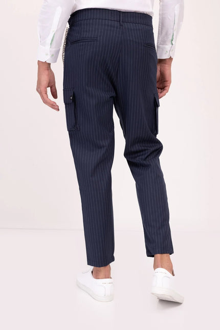 Pinstriped Utility Pants - Navy White