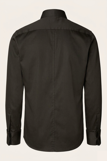 Men's Pique Bib Tuxedo Shirt - Black Grey - Back - Ron Tomson