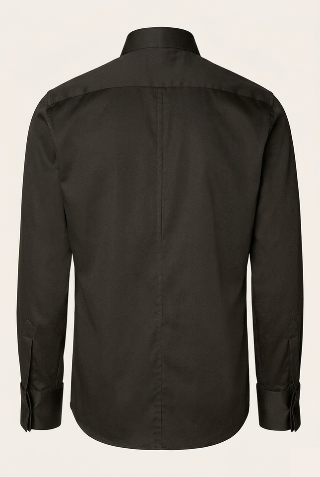 Men's Pique Bib Tuxedo Shirt - Black Grey - Back - Ron Tomson