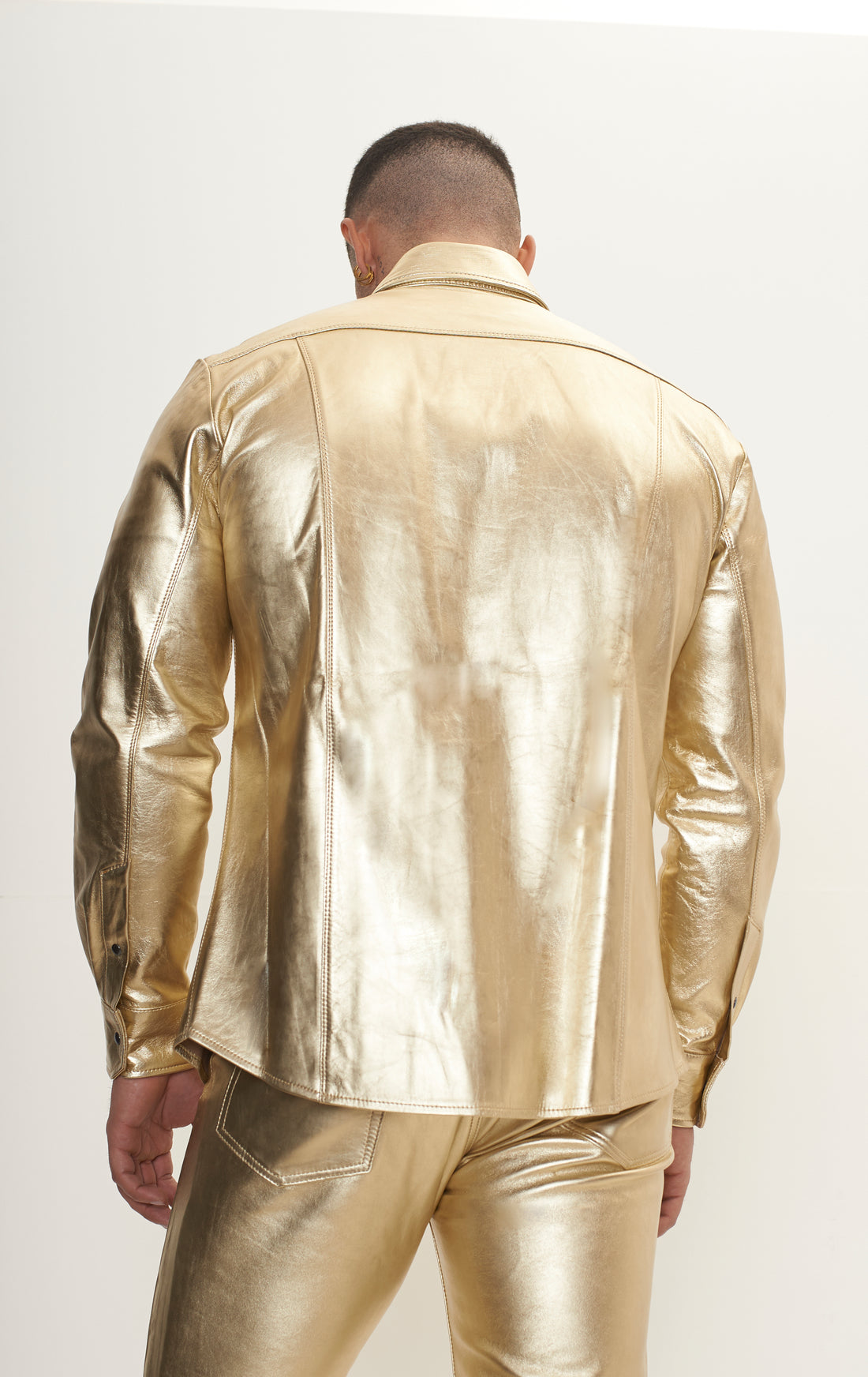 Genuine Lambskin Leather Shirt - Gold
