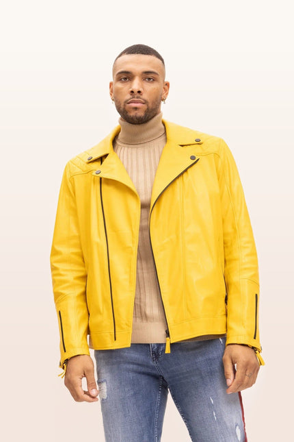 Nappa Lambskin Motorcycle Jacket - Yellow