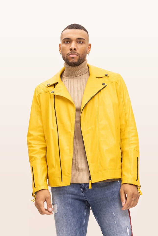 Nappa Lambskin Motorcycle Jacket - Yellow