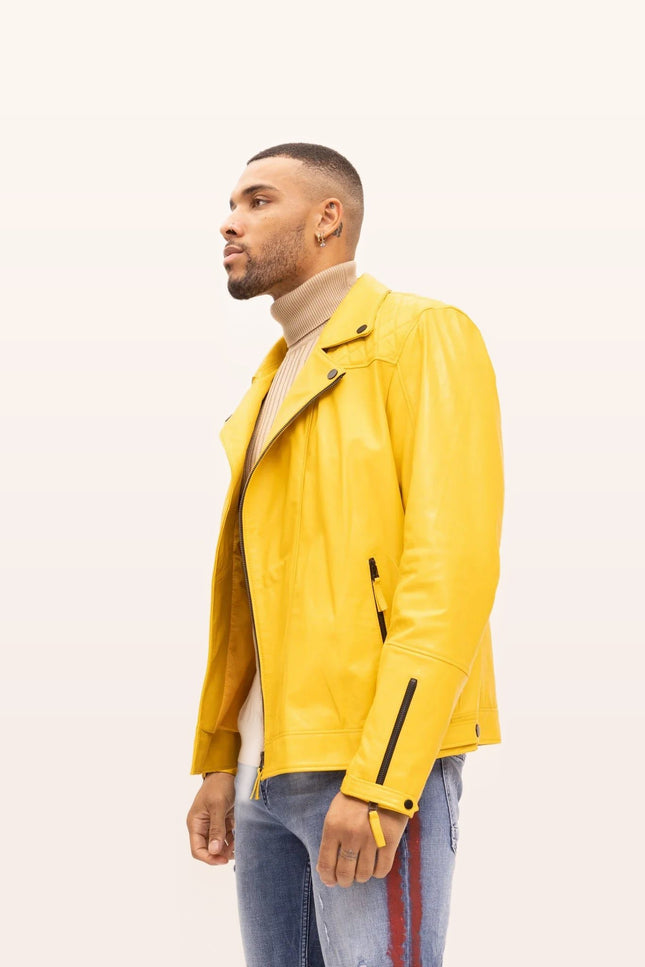 Nappa Lambskin Motorcycle Jacket - Yellow