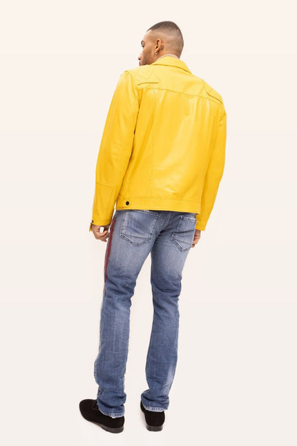 Nappa Lambskin Motorcycle Jacket - Yellow