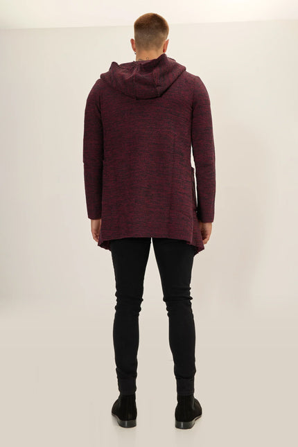 Jk Stealth Hoodie Cardigan - Burgundy