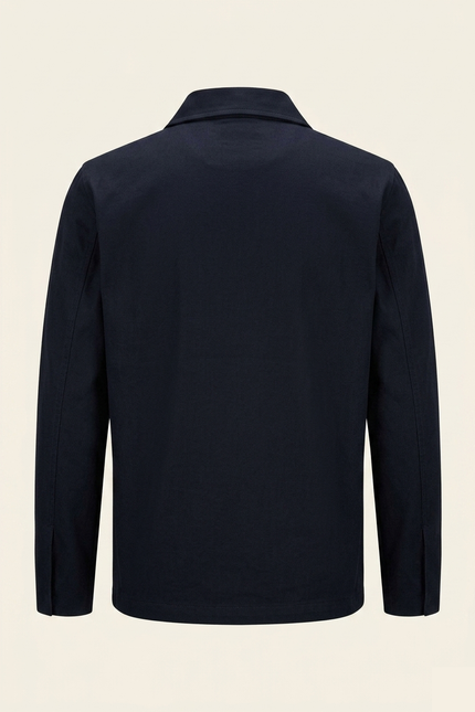 Men's Snap Button Shirt Jacket - Navy - Back - Ron Tomson