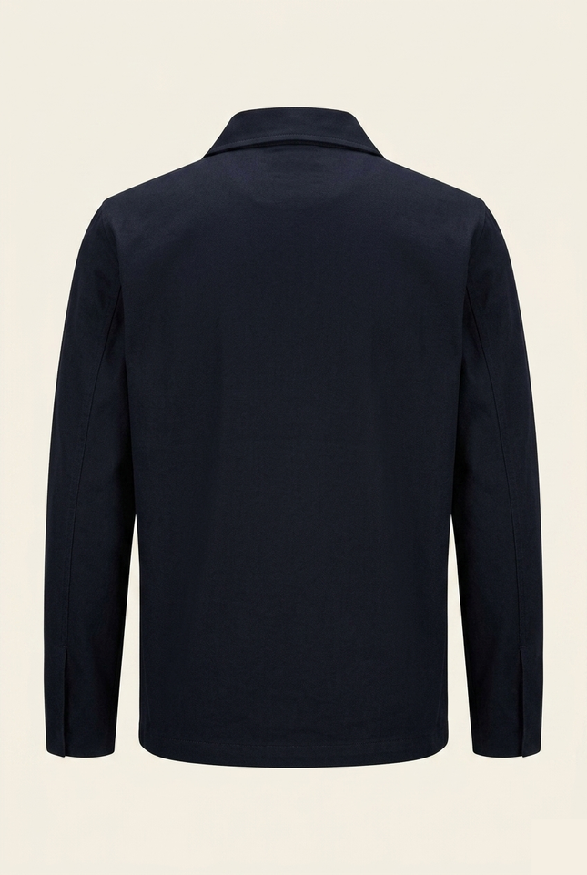 Men's Snap Button Shirt Jacket - Navy - Back - Ron Tomson