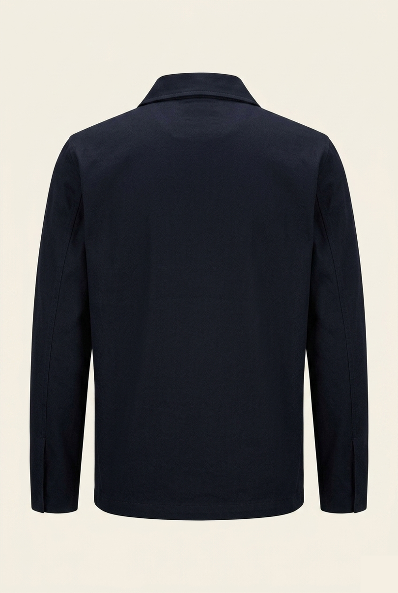 Men's Snap Button Shirt Jacket - Navy - Back - Ron Tomson