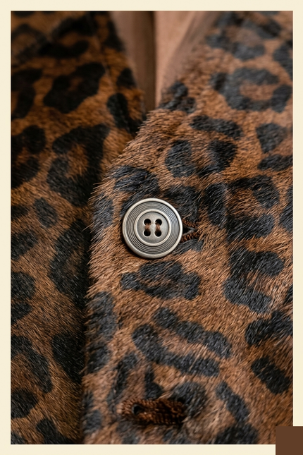 Men's Calf Hair Leather Vest - Leopard - Detail - Ron Tomson