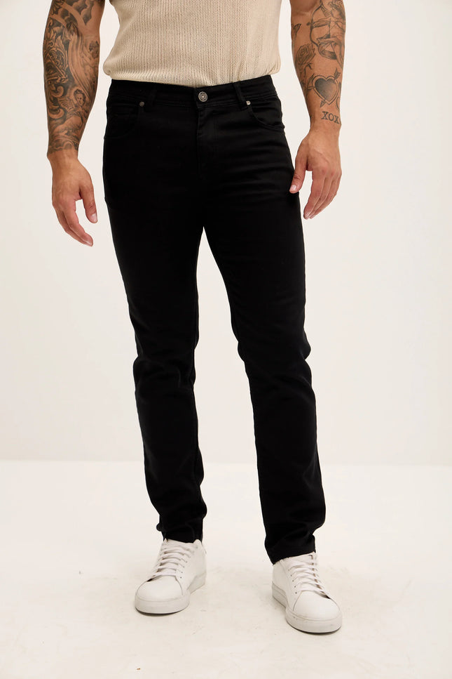 Slim 5-Pocket Cotton Jeans - Jet Black