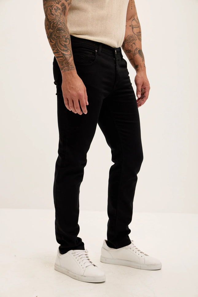 Slim 5-Pocket Cotton Jeans - Jet Black