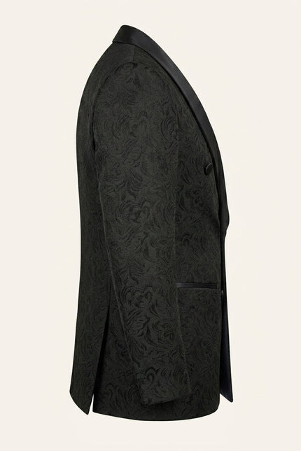 Ron Tomson Shawl Lapel Brocade Tuxedo Jacket - Black