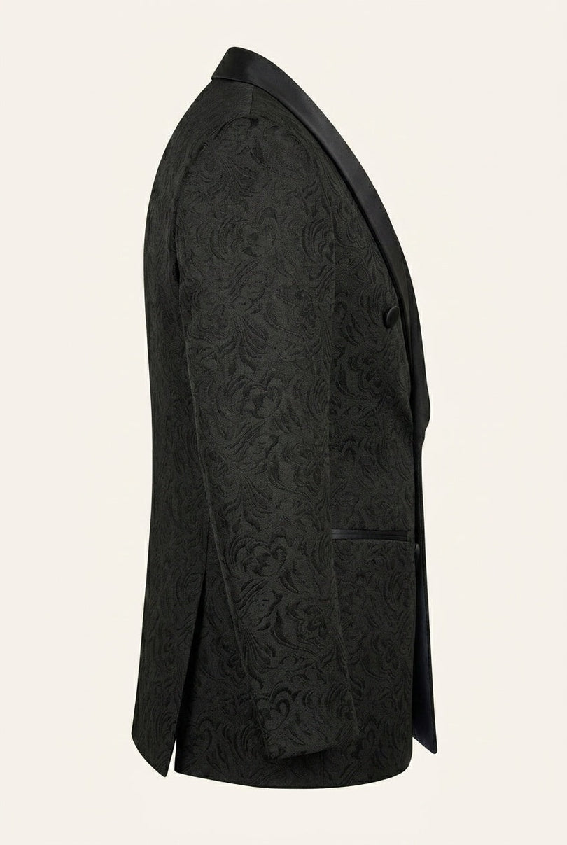 Ron Tomson Shawl Lapel Brocade Tuxedo Jacket - Black
