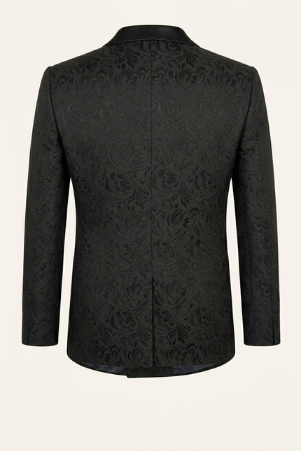 Ron Tomson Shawl Lapel Brocade Tuxedo Jacket - Black