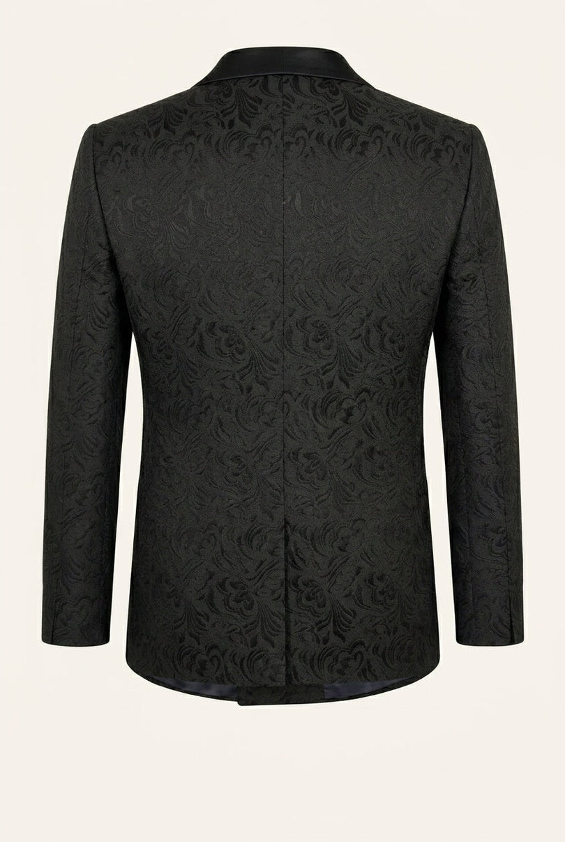 Ron Tomson Shawl Lapel Brocade Tuxedo Jacket - Black