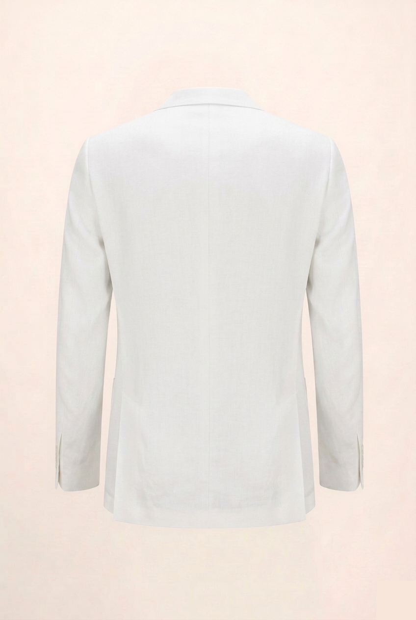 Men's Double Breasted Linen Jacket - White | Ron Tomson
