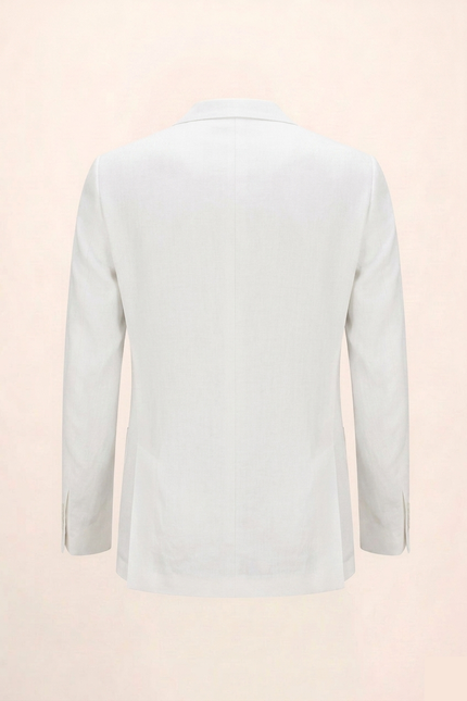 Men's Double Breasted Linen Suit - White - Back - Ron Tomson