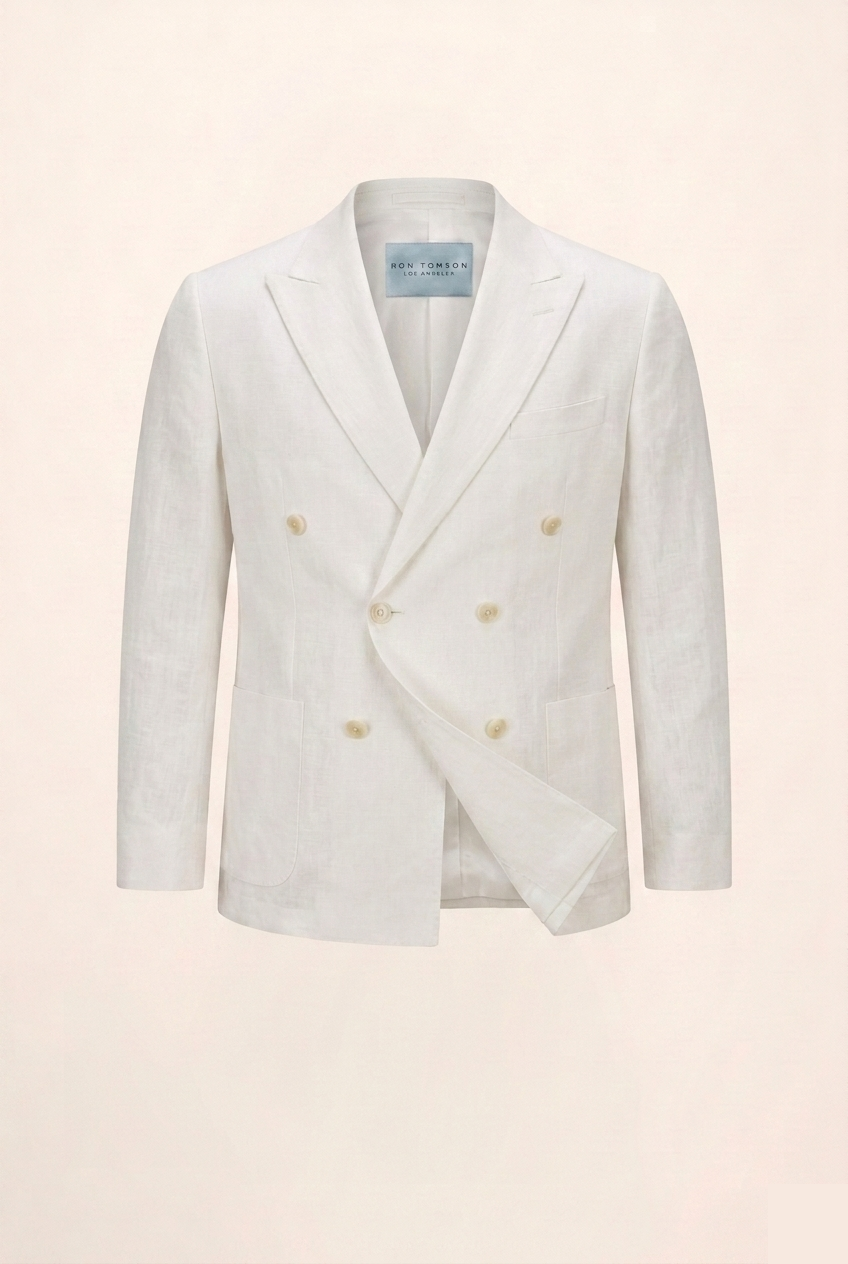 ジャケット・アウター 80s 90s USA linen double-breasted jacket Men's Double Breasted Linen Jacket - White | Ron Tomson