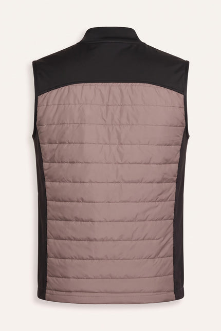 Men's Quilted Puffer Vest - Taupe - Back View
