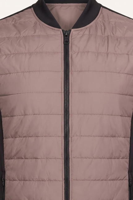 Men's Quilted Puffer Vest - Taupe - Detail View