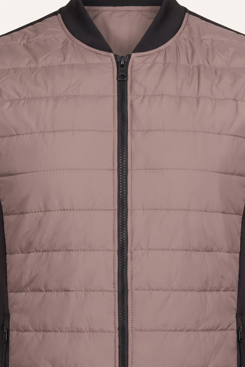 Men's Quilted Puffer Vest - Taupe - Detail View