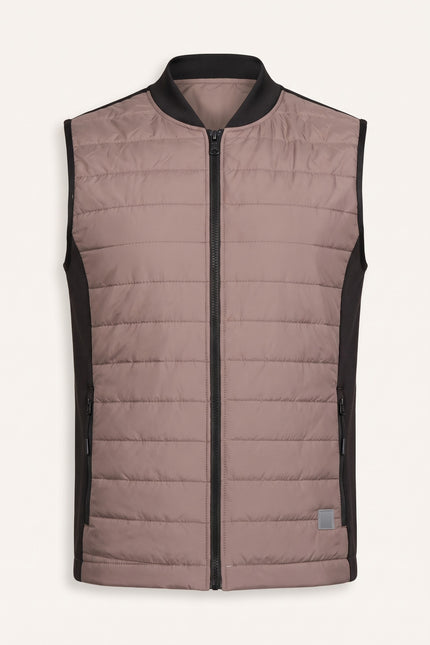 Men's Quilted Puffer Vest - Taupe - Front View