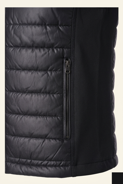 Men's Quilted Puffer Vest - Black - Detail - Ron Tomson