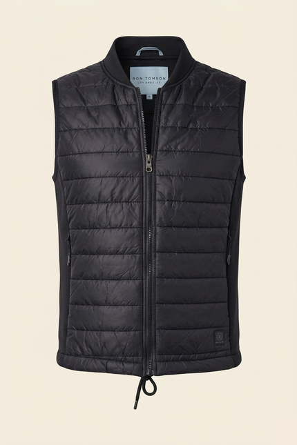 Men's Quilted Puffer Vest - Black - Ron Tomson