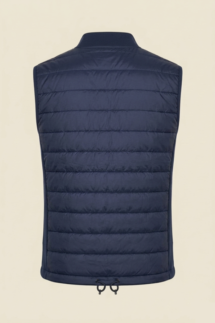 Men's Quilted Puffer Vest - Navy - Back - Ron Tomson