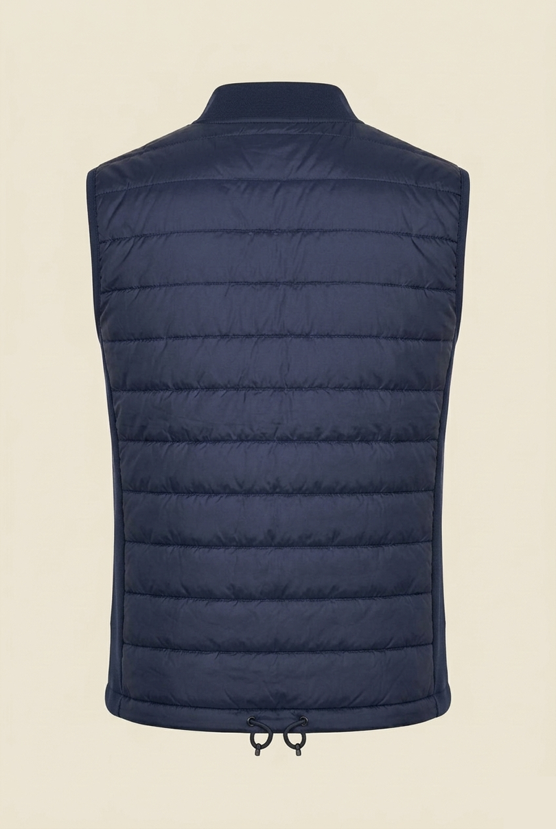 Men's Quilted Puffer Vest - Navy - Back - Ron Tomson