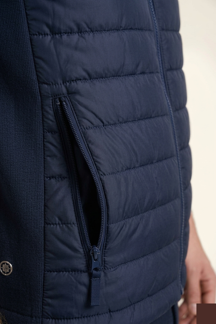Men's Quilted Puffer Vest - Navy - Detail - Ron Tomson