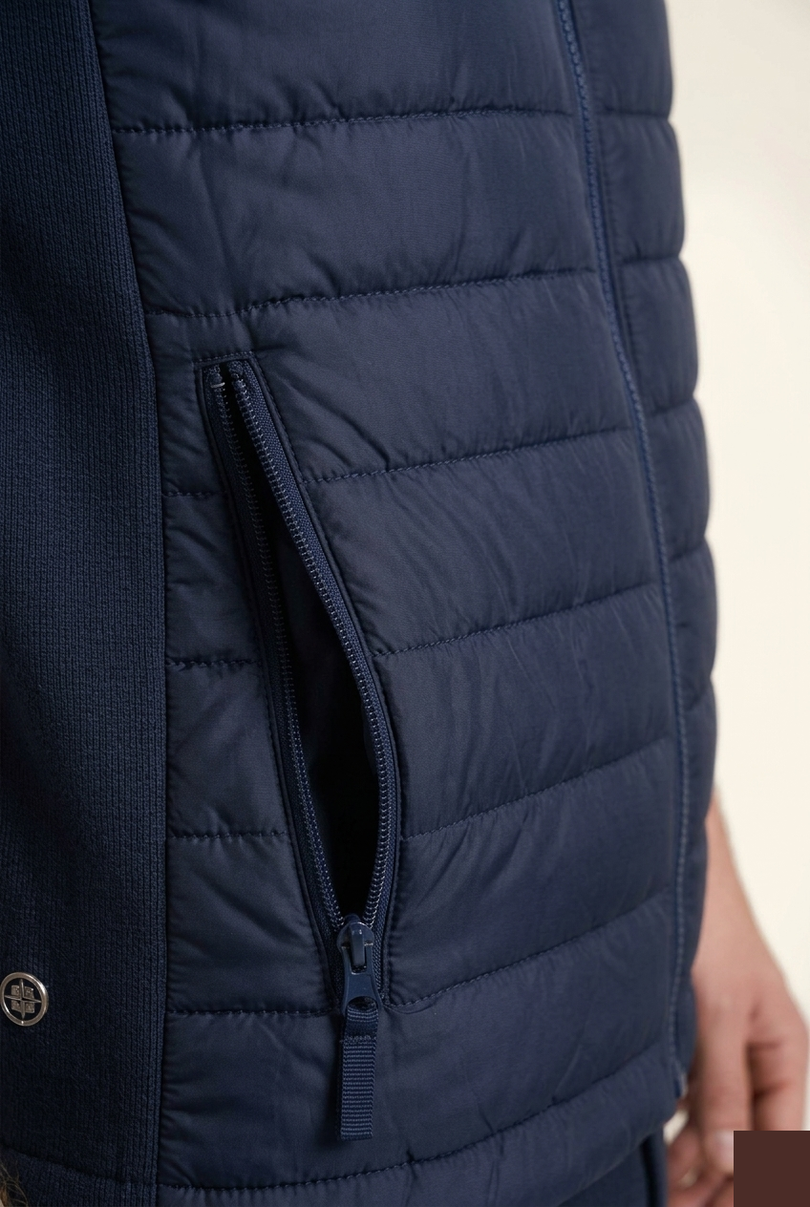 Men's Quilted Puffer Vest - Navy - Detail - Ron Tomson