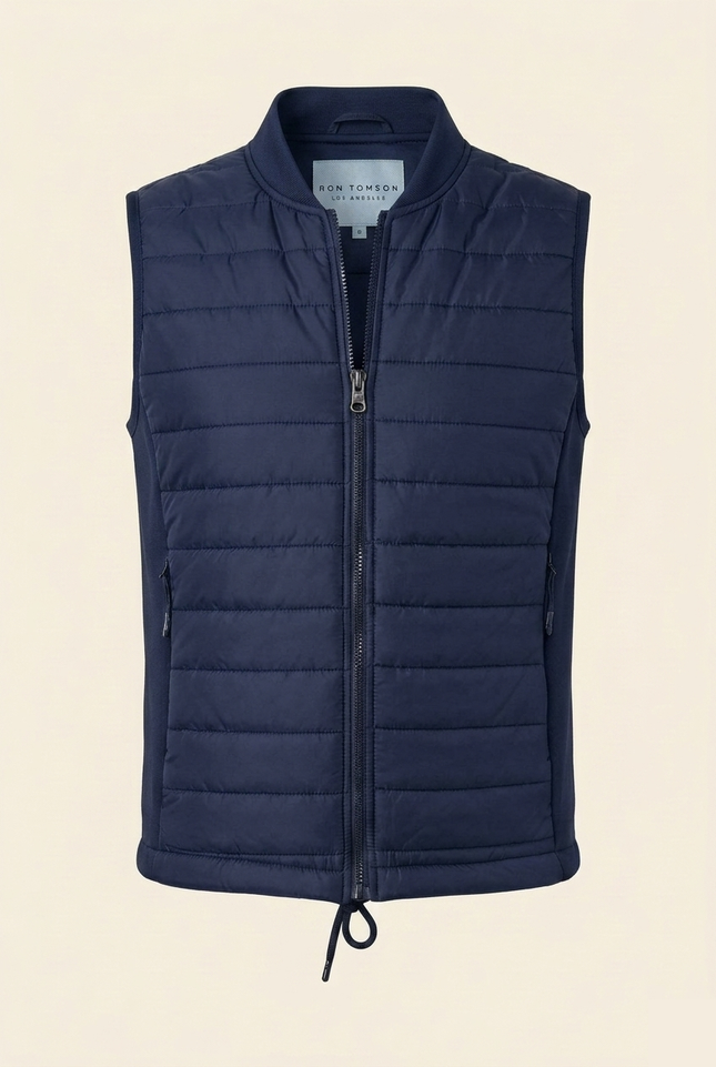 Men's Quilted Puffer Vest - Navy - Ron Tomson