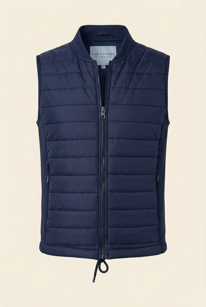 Men's Quilted Puffer Vest - Navy - Ron Tomson