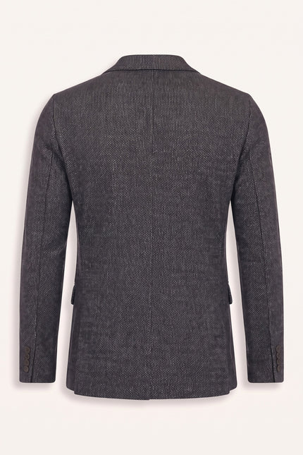 N¬∞ 5930 RAW EDGE FITTED CARDIGAN II - BLACK GREY - Back View