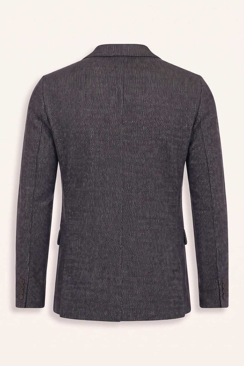 N¬∞ 5930 RAW EDGE FITTED CARDIGAN II - BLACK GREY - Back View