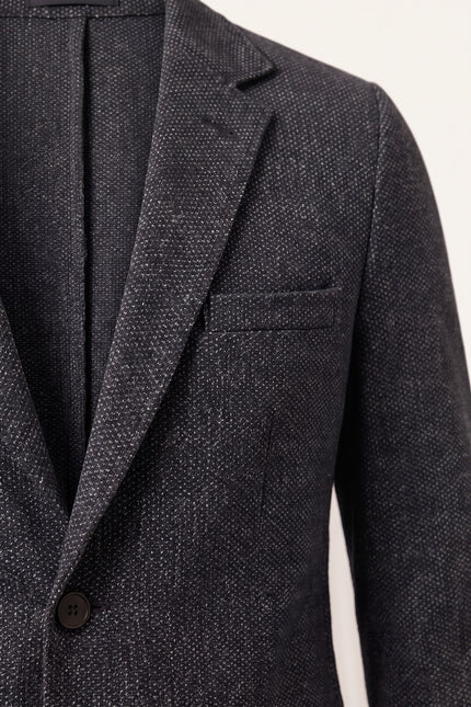 N¬∞ 5930 RAW EDGE FITTED CARDIGAN II - BLACK GREY - Detail View