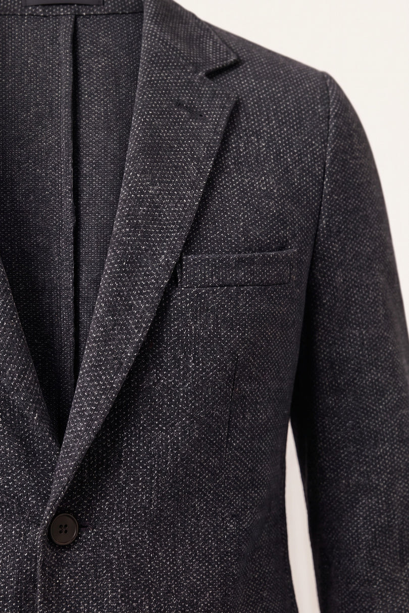 N¬∞ 5930 RAW EDGE FITTED CARDIGAN II - BLACK GREY - Detail View