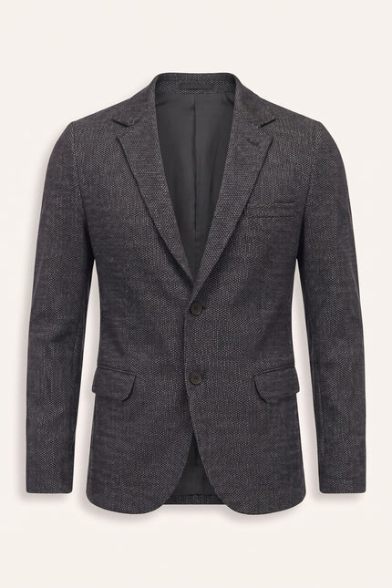 N¬∞ 5930 RAW EDGE FITTED CARDIGAN II - BLACK GREY - Front View