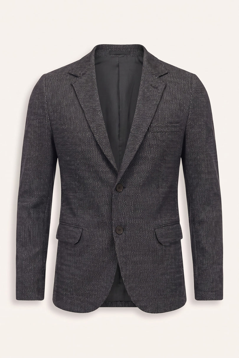 N¬∞ 5930 RAW EDGE FITTED CARDIGAN II - BLACK GREY - Front View