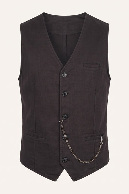 N° 5948 POCKET-WATCH CHAIN VEST - BLACK GREY - Front View