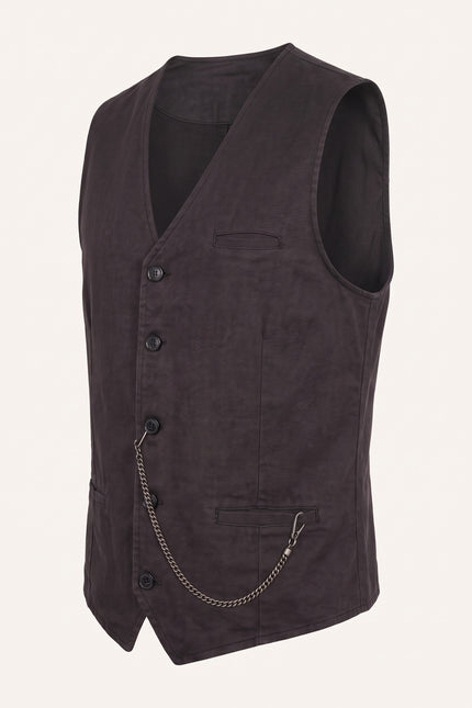 N° 5948 POCKET-WATCH CHAIN VEST - BLACK GREY - Side View