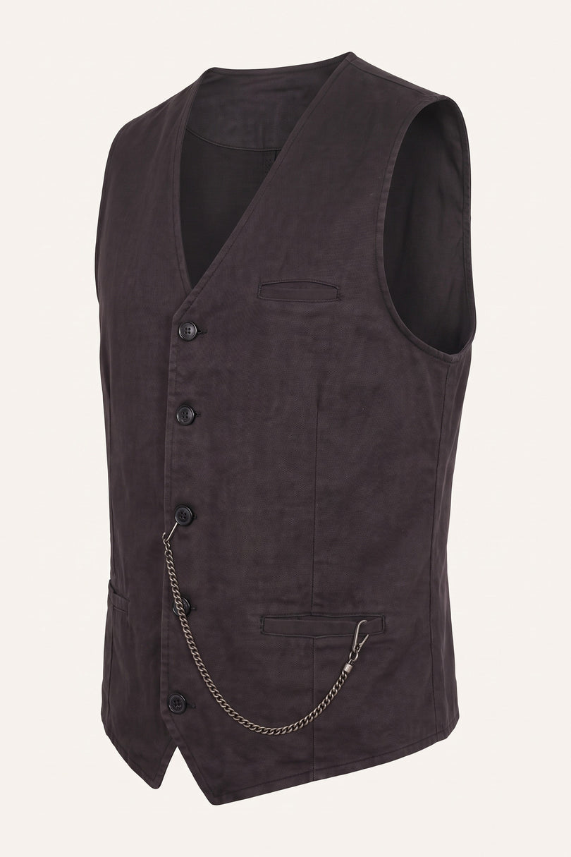 N° 5948 POCKET-WATCH CHAIN VEST - BLACK GREY - Side View